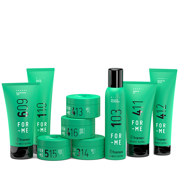 Framesi For-Me gama completa – geluri, ceara, dry shampoo si produse de stilizare par 150ml. Fixare, modelare si definire pentru toate tipurile de par. Made in Italy.