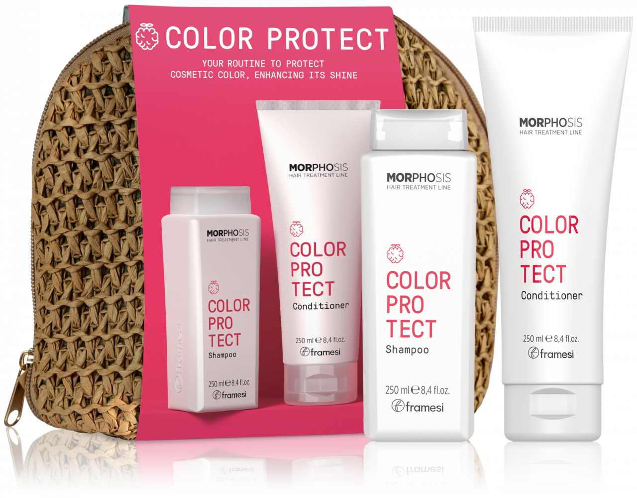 KIT COLOR PROTECT SAMPON + BALSAM - RAFFIA BAG - 250ML