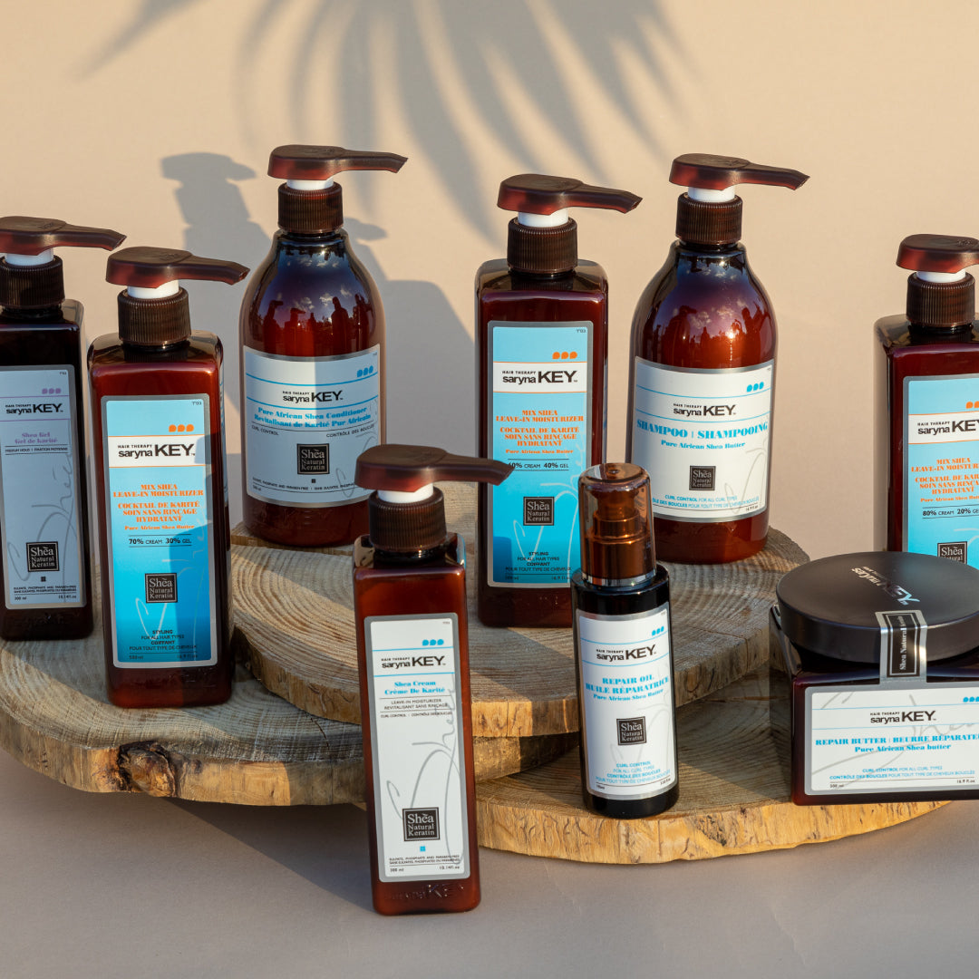 Saryna Key gama completa Curl Control – sampon, conditioner, leave-in Mix Shea, ulei si repair butter cu unt de shea african pur pentru par cret si ondulat