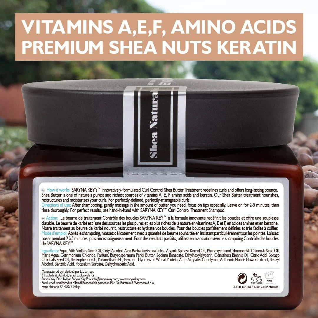 Saryna Key Curl Control Shea Butter – vitamine A, E, F, aminoacizi si keratina din nuci de shea premium, ingrediente naturale pentru par ondulat