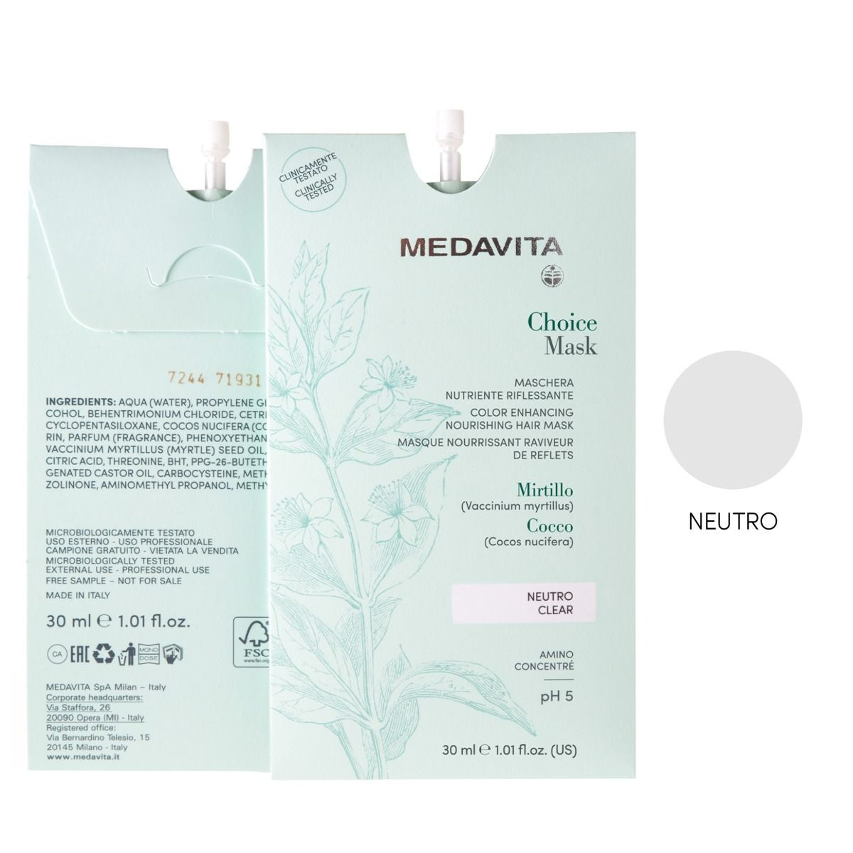 Mască de Păr Colorantă Neutro (Clear) 30ml