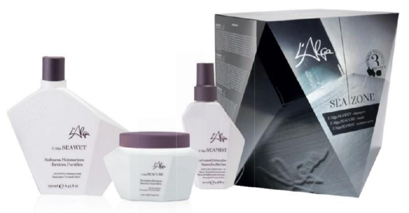 L'alga Kit pentru reparare par deteriorat: Sampon SeaWet, Masca SeaCure, Leave-in SeaMist