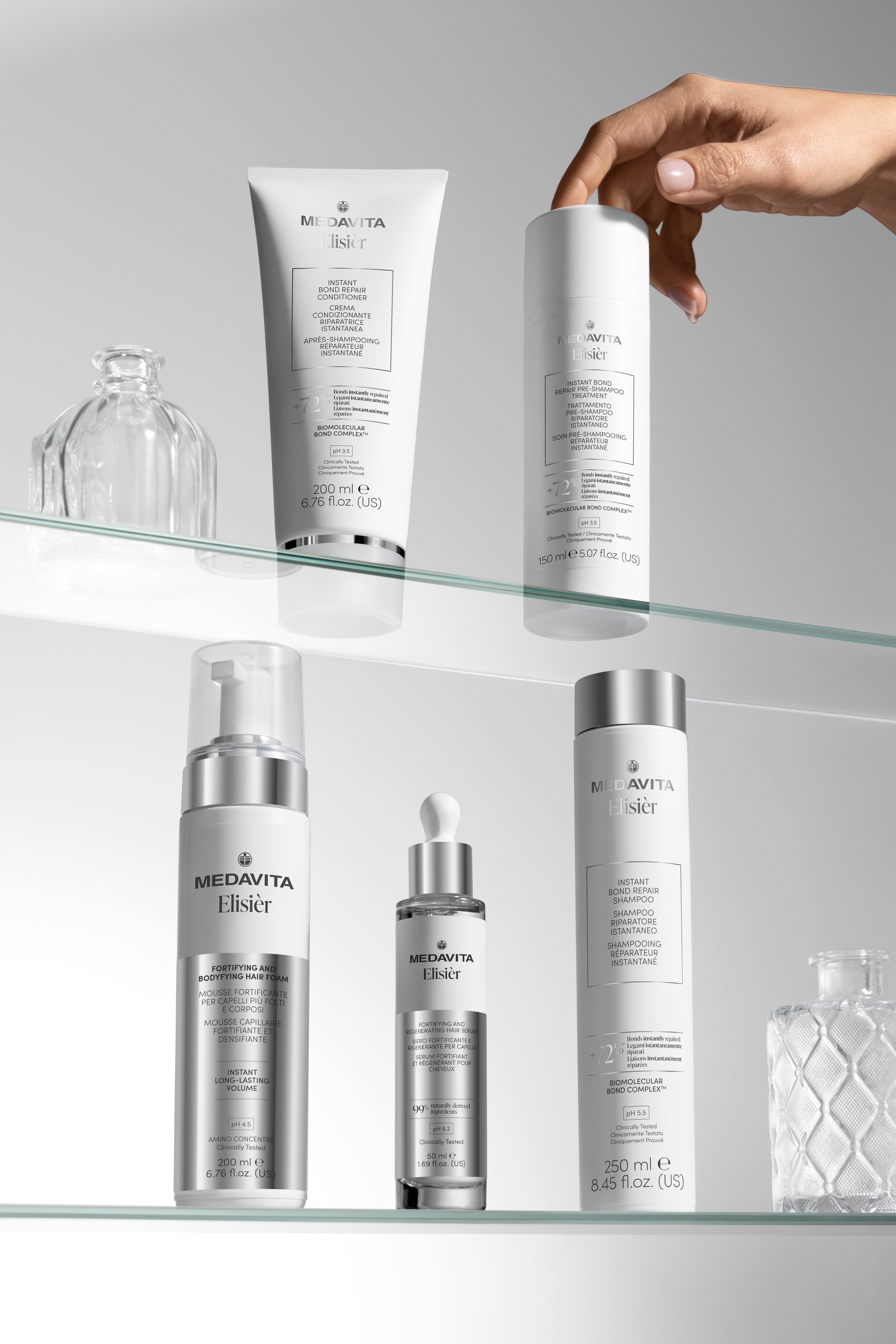 Set Tratament Elisier Instant Bond Repair Medavita Serum Spuma Home