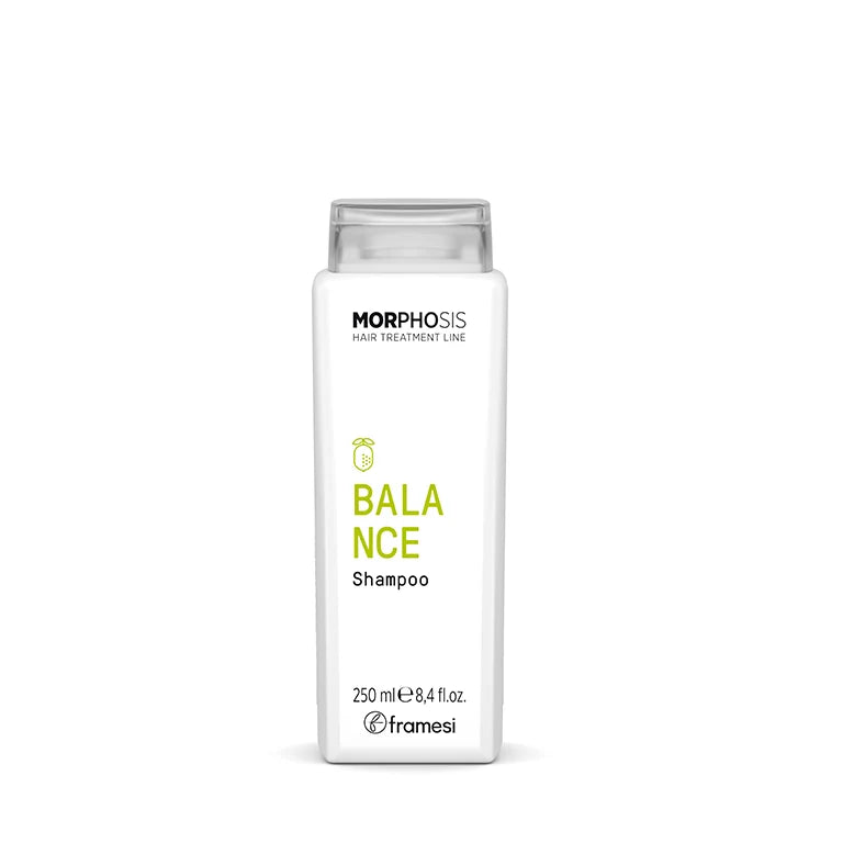 Framesi Morphosis Balance Shampoo 250ml – sampon antisebum pentru par gras. Cu Zinc-PCA, extract lamaie, menta si arbore de ceai. Regleaza sebumul. Made in Italy.

