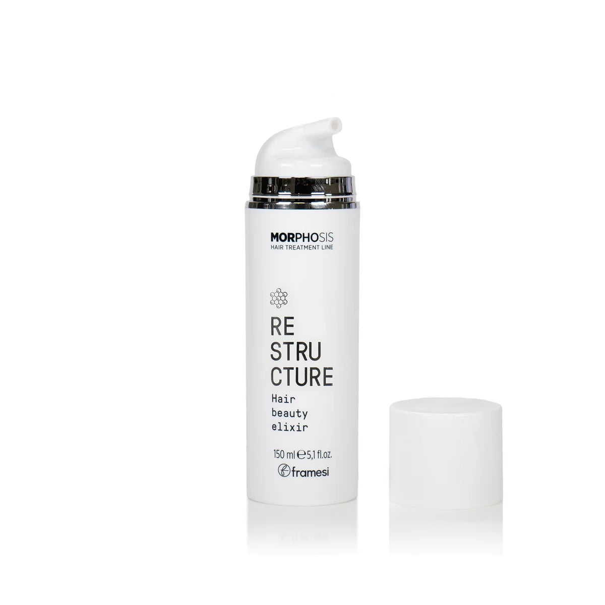 Framesi Morphosis Restructure Hair Beauty Elixir 150ml airless pump – sistem de dozare precis. Masca regeneranta 5 min pentru par deteriorat si fragil.
