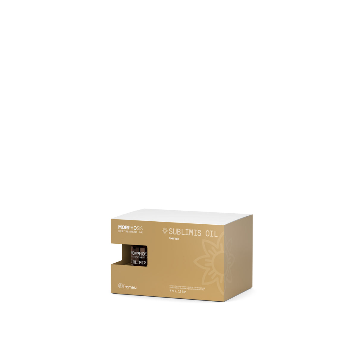 Framesi Morphosis Sublimis Oil Serum – set 6 fiole x 15ml cu ulei de argan si floarea pasiunii pentru par uscat si deshidratat. Hidratare profunda si stralucire naturala.
