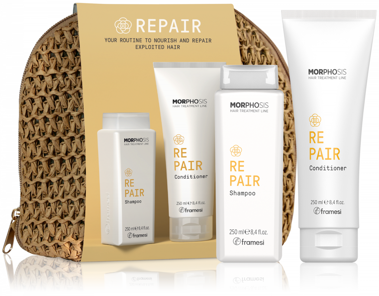 KIT REPAIR SAMPON + BALSAM - RAFFIA BAG - 250ML