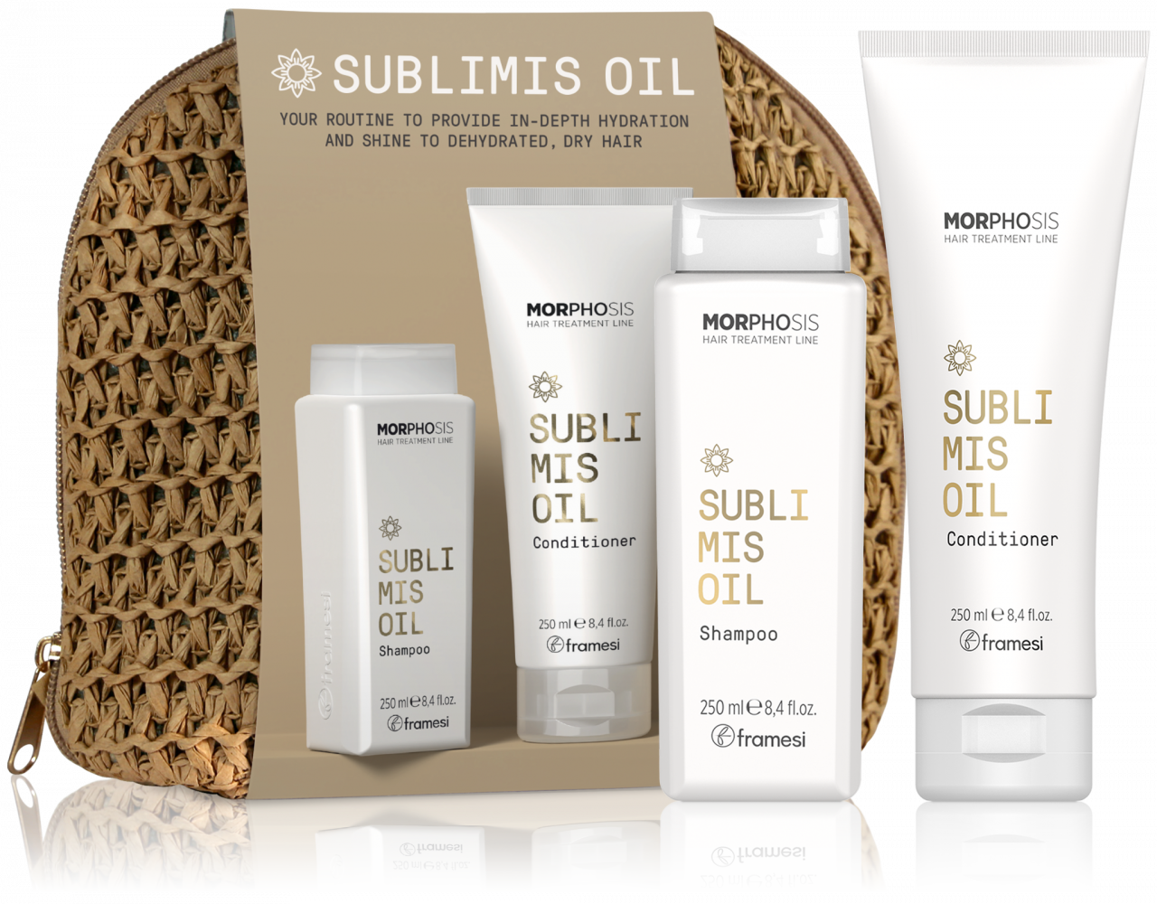 KIT SUBLIMIS OIL - SAMPON + BALSAM - RAFFIA BAG - 250ML