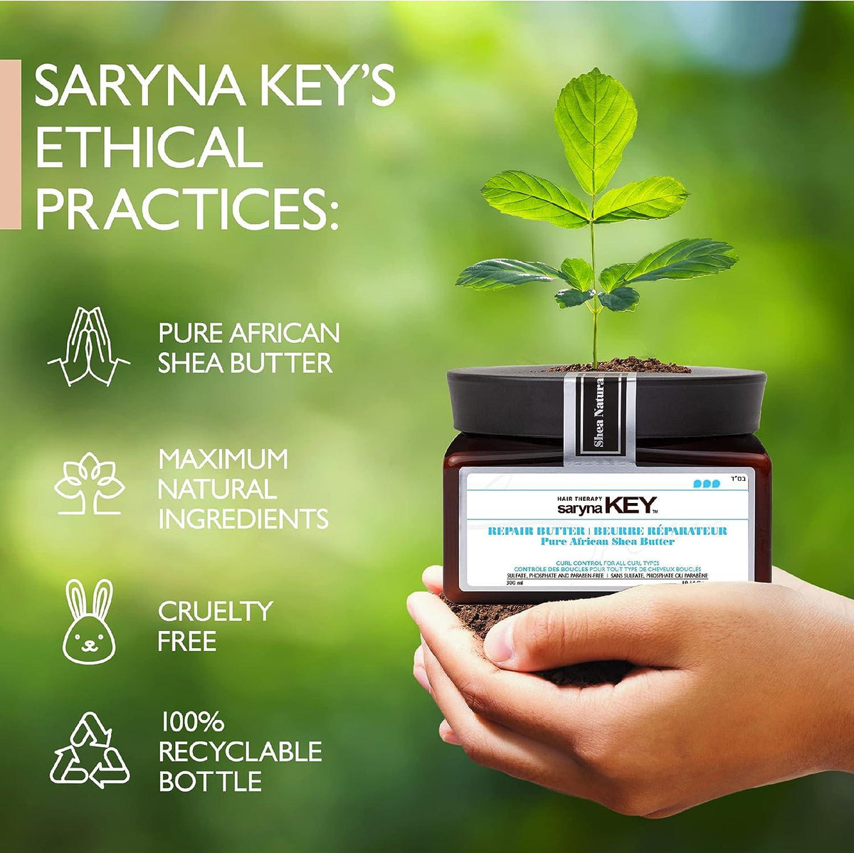 Saryna Key Curl Control Shea Butter – practici etice: unt shea african pur, ingrediente naturale, cruelty free si ambalaj 100% reciclabil
