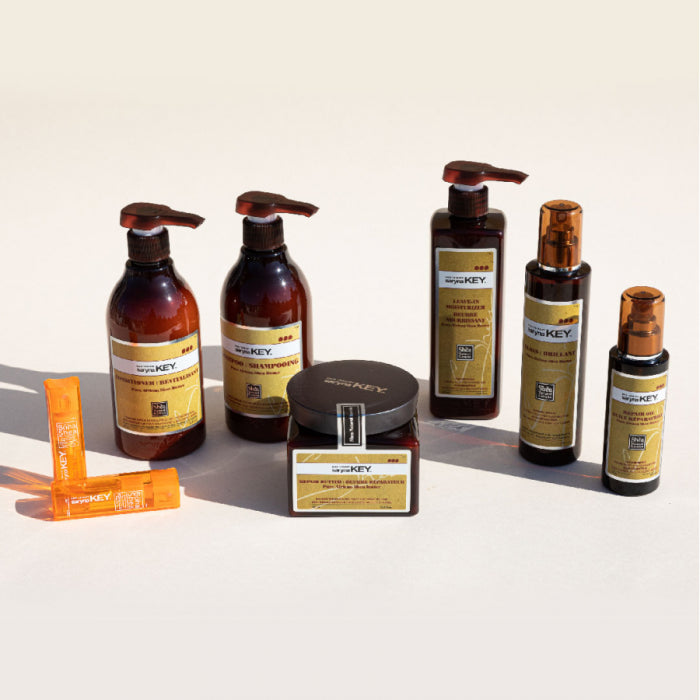 Saryna Key Damage Repair – gama completa: sampon, balsam, masca, leave-in moisturizer, gloss si repair oil cu unt de shea african si keratina pentru par deteriorat.
