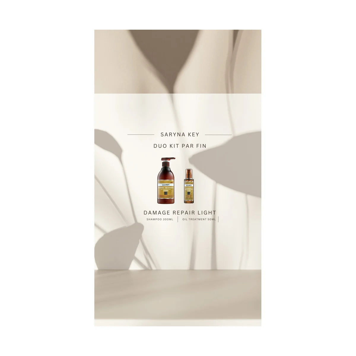 Saryna Key Duo Kit Damage Repair Light – Sampon 300ml si Ulei Treatment 50ml pentru par fin, fragil si degradat, cu unt de shea si keratina
