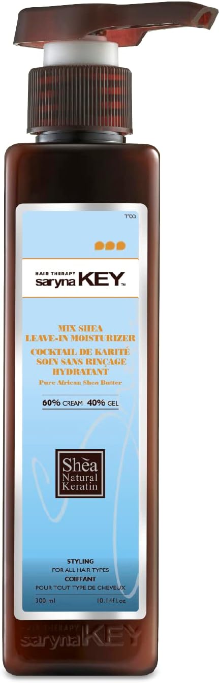 Saryna Key Mix Shea Leave-in Moisturizer 300ml – 60% crema si 40% gel cu unt de shea african pur pentru par cret si ondulat, fara sulfati si parabeni
