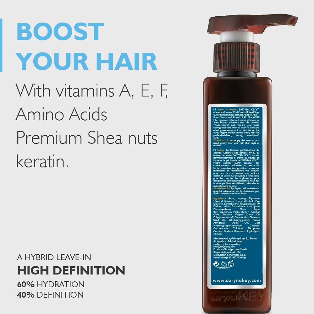 Saryna Key Mix Shea Leave-in 60/40 – vitamine A, E, F, aminoacizi si keratina din nuci de shea premium, 60% hidratare si 40% definitie High Definition
