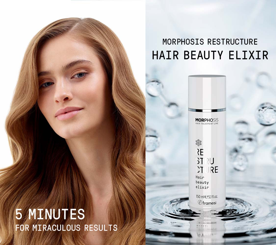 Framesi Morphosis Restructure Hair Beauty Elixir – rezultate miraculoase in 5 minute. Par puternic, elastic si stralucitor dupa primul tratament. 150ml.
