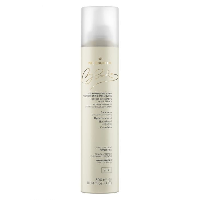 Spumă de păr cu efect de îmbunătățire a culorii și hidratare pentru tonurile mai reci de blond.